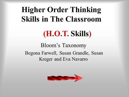 Higher Order Thinking Skills in The Classroom