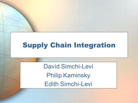 Supply Chain Integration