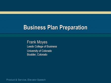 Business Plan Preparation