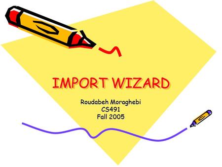 IMPORT WIZARD Roudabeh Moraghebi CS491 Fall 2005.