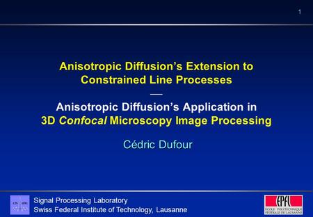 Signal Processing Laboratory Swiss Federal Institute of Technology, Lausanne 1 Anisotropic Diffusion’s Extension to Constrained Line Processes  Anisotropic.