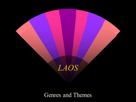 LAOS Genres and Themes. Genres w Religious Literature Theravada Buddhist Canonical Texts short texts aimed at explaining the practical advantages of pious.