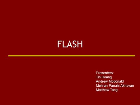 FLASH Presenters: Tin Hoang Andrew Mcdonald Mehran Panahi Akhavan Matthew Tang.