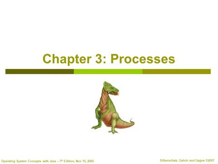 Operating System Concepts with Java – 7 th Edition, Nov 15, 2006 Silberschatz, Galvin and Gagne ©2007 Chapter 3: Processes.