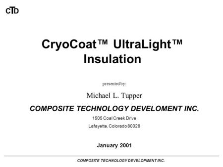 CryoCoat™ UltraLight™ Insulation