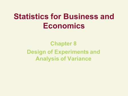 Statistics for Business and Economics