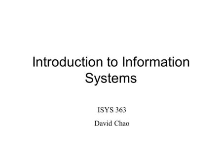 Introduction to Information Systems