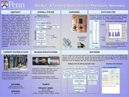 ABSTRACT About half a million premature births – one- eighth of all live births – occur in the United States each year. Researchers at the Children’s Hospital.