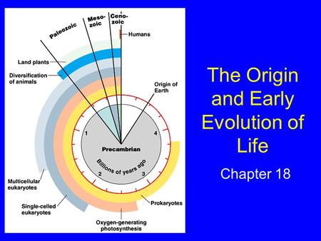 The Origin and Early Evolution of Life Chapter 18.