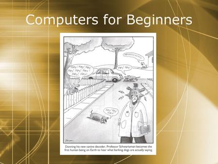 Computers for Beginners. Agenda  Environment  Windows (Vista)  Mac (OS X)  Personalization  User Accounts - Passwords  Selective Startup (Windows)