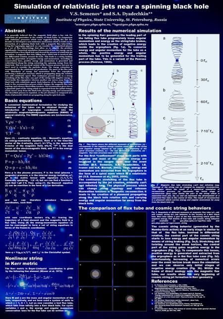 Simulation of relativistic jets near a spinning black hole V.S. Semenov* and S.A. Dyadechkin** It is generally believed that the magnetic field plays a.