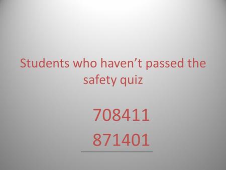 Students who haven’t passed the safety quiz 708411 871401.