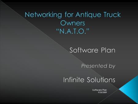 9/25/2009 Software Plan. Our Client… Dr. Timoth C. Lederman Professor of Computer Science Siena College And To All Other Guests 9/25/2009 Software Plan.