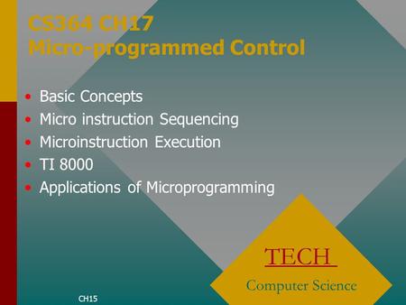 CS364 CH17 Micro-programmed Control