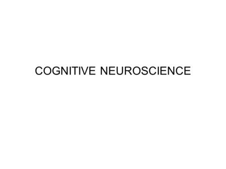 COGNITIVE NEUROSCIENCE