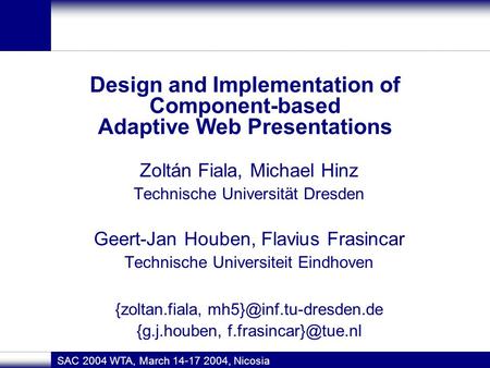 Structure Motivation A Component-based Document Format