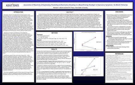 Association of Reactivity of Explanatory Flexibility and Ruminative Brooding in a Mood-Priming Paradigm to Depressive Symptoms: Six Month Follow-Up Michael.