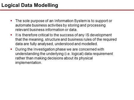 Logical Data Modelling