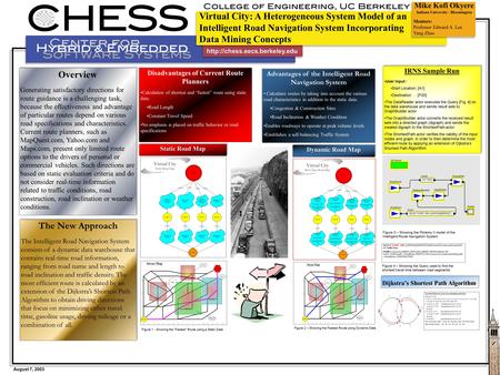 August 7, 2003 Virtual City : A Heterogeneous System Model of an Intelligent Road Navigation System Incorporating Data Mining Concepts Mike Kofi Okyere.