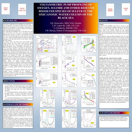 VOLTAMMETRIC PUMP PROFILING OF OXYGEN, SULFIDE AND OTHER REDUCED DISSOLVED SPECIES OF SULFUR IN THE OXIC/ANOXIC WATER COLUMN OF THE BLACK SEA S.K. Konovalov,