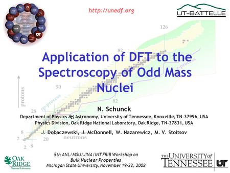 Application of DFT to the Spectroscopy of Odd Mass Nuclei N. Schunck Department of Physics  Astronomy, University of Tennessee, Knoxville, TN-37996, USA.