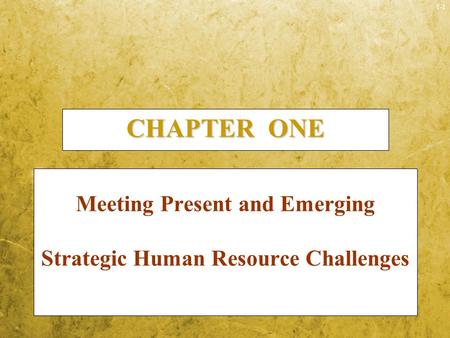 Meeting Present and Emerging Strategic Human Resource Challenges