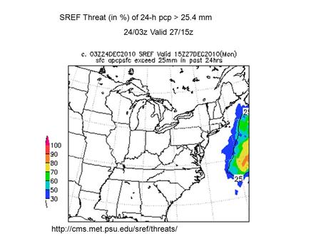 SREF Threat (in %) of 24-h pcp > 25.4 mm 24/03z Valid 27/15z