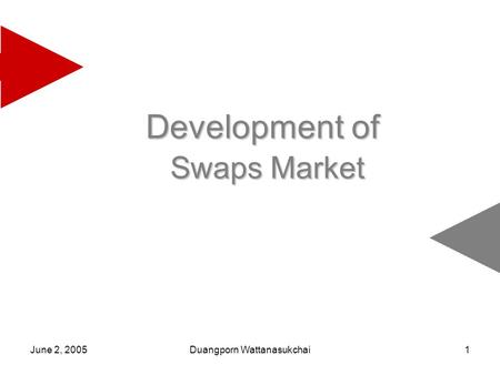 June 2, 2005Duangporn Wattanasukchai1 Development of Swaps Market.