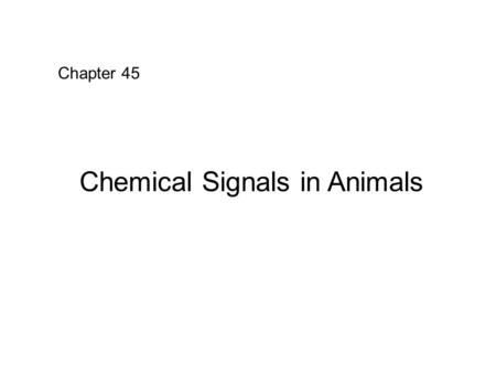 Chemical Signals in Animals