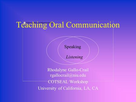 Teaching Oral Communication