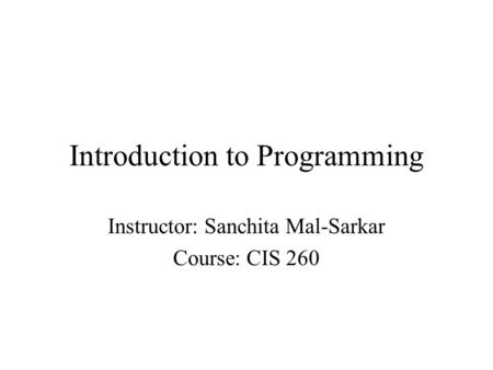 Introduction to Programming