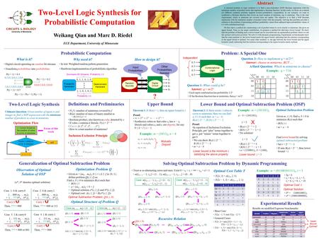 Proof: Synthesize cubes so that cube c k has n − i k literals and cubes c k and c l are disjoint, for any 0 ≤ k < l ≤ λ − 1. Weikang Qian and Marc D. Riedel.