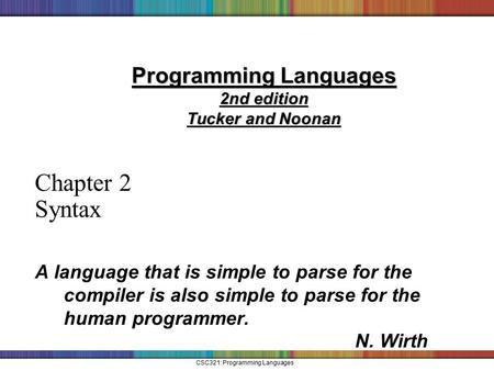 Programming Languages 2nd edition Tucker and Noonan