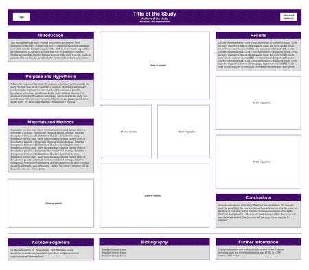 R www.postersessionom Title of the Study Authors of the study Affiliations and organizations Text description of the study. Primary justification and purpose.