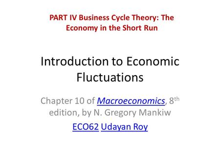 Introduction to Economic Fluctuations