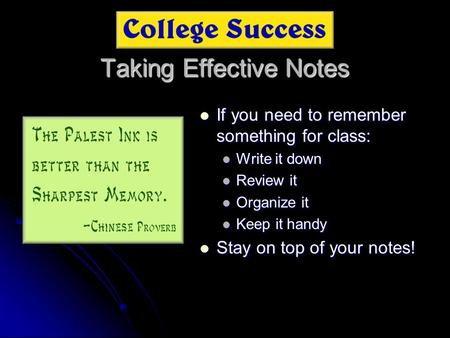 Taking Effective Notes