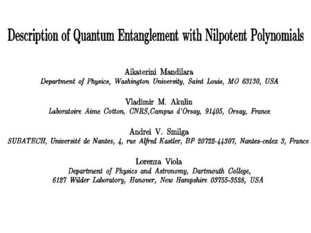 Entangled states and entanglement criterion Energy representation. Two-level systems 1 2 ?????? What does one need for this? 1.An algebraic description.