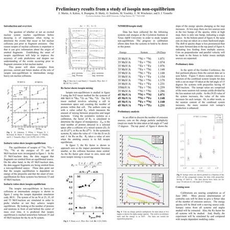 Preliminary results from a study of isospin non-equilibrium E. Martin, A. Keksis, A. Ruangma, D. Shetty, G. Souliotis, M. Veselsky, E. M. Winchester, and.