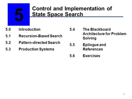 Control and Implementation of State Space Search