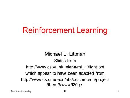 Reinforcement Learning