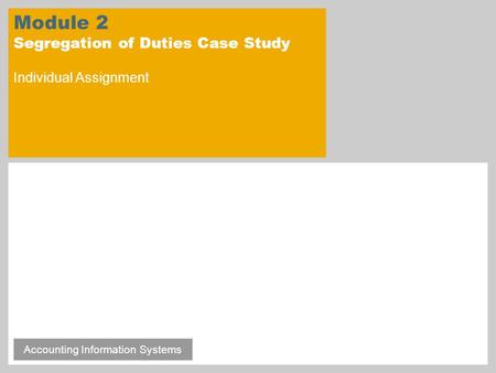 Module 2 Segregation of Duties Case Study Individual Assignment