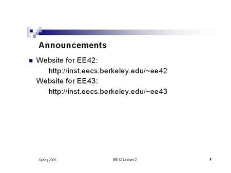 Those EE “4x” courses, and EE 100 CourseTitleAudienceContents EE40Intr. to Microelectronic Circuits (4 units) EE majors (with 3-hr lab) Fundl. circuit.