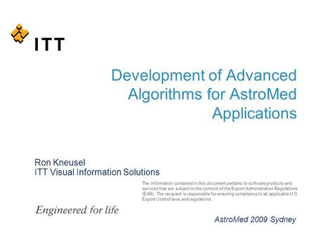 The information contained in this document pertains to software products and services that are subject to the controls of the Export Administration Regulations.