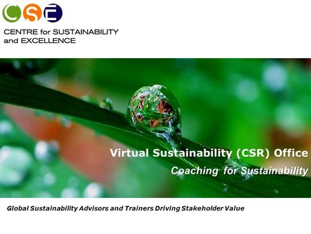 Virtual Sustainability (CSR) Office Coaching for Sustainability