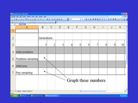 Graph these numbers. 1. Highlight the rows you need for your axes 2. Click on the chart wizard icon.