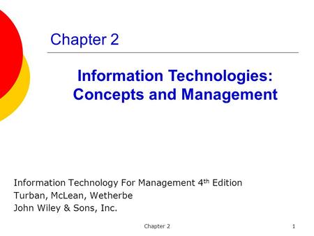 Information Technologies: Concepts and Management