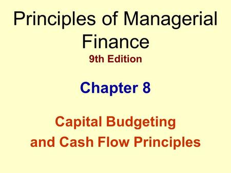 Principles of Managerial Finance 9th Edition