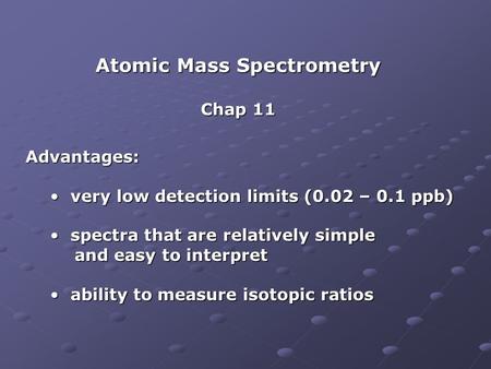 Atomic Mass Spectrometry