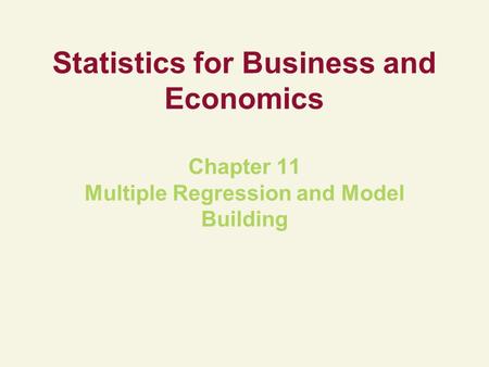 Statistics for Business and Economics