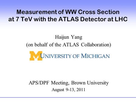 LHC pp beam collision on March 13, 2011 Haijun Yang